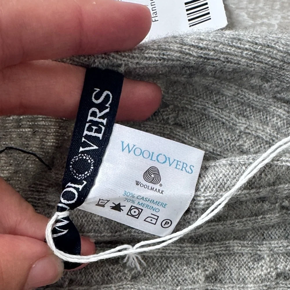 NEW‎ WOOLOVERS Cashmere & Merino Cable Scarf Flannel Grey